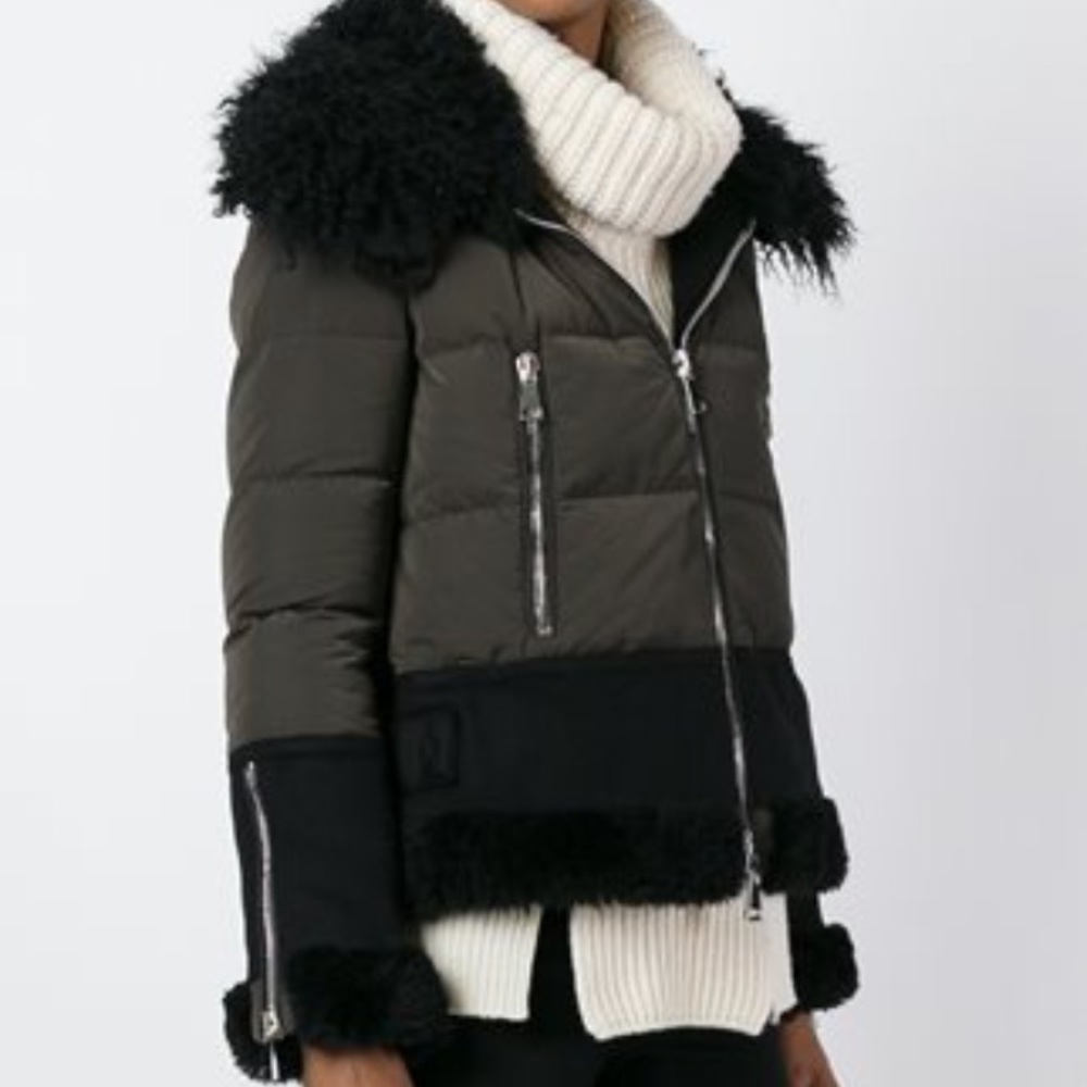 Moncler puffer jacket with shearling fur trim